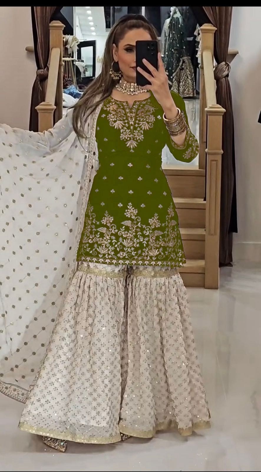 Georgette Embroidered Sharara Suit with Dupatta